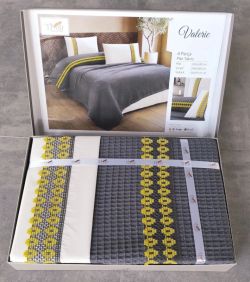 Спално бельо памук в комплект с ковертюра, VALERIE, antracit