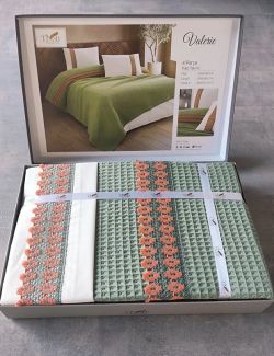 Спално бельо памук в комплект с ковертюра, VALERIE, yesil