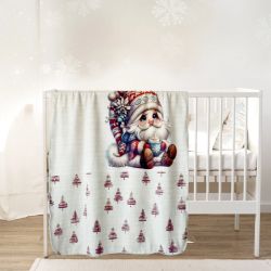 Бебешко коледно одеяло двулицево 100х150, ДЯДО КОЛЕДА