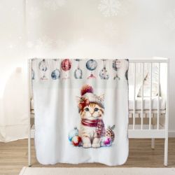 Бебешко коледно одеяло двулицево 100х150, КОТЕНЦЕ