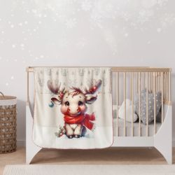 Бебешко коледно одеяло двулицево 75х120, ЕЛЕНЧЕ