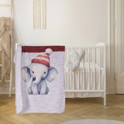 Бебешко коледно одеяло двулицево 75х120, СЛОНЧЕ