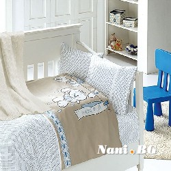 Бебешко спално бельо бамбук с памучно одеяло - Baby Mavi