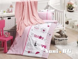 Бебешко спално бельо бамбук с памучно одеяло - Love Bunny