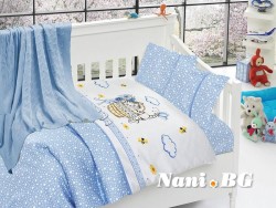 Бебешко спално бельо бамбук с памучно одеяло - Кити блу