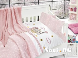 Бебешко спално бельо бамбук с памучно одеяло - Кити пинк