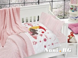 Бебешко спално бельо бамбук с памучно одеяло - Слипър Пинк