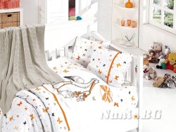 Бебешко спално бельо бамбук с памучно одеяло - Щъркел Ориндж