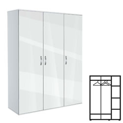 Трикрилен гардероб, АВА 3, бяло с бял гланц
