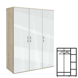 Трикрилен гардероб, АВА 3, сонома с бял гланц