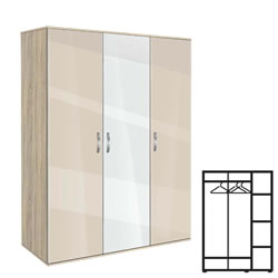 Трикрилен гардероб, АВА 3, сонома с крем гланц