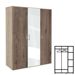 Трикрилен гардероб, АВА 3, сонома с орех