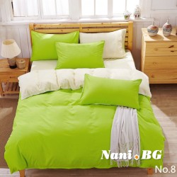 Двулицево спално бельо - зелено/екрю