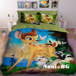 Детско 3D спално бельо - Сърничката Бамби и приятели