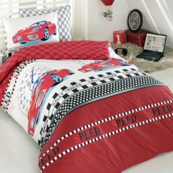 Детски комплект с олекотена завивка Спийд червен