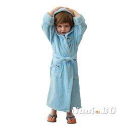 Детски халати с бродерия - синьо