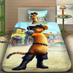 Детско 3D спално бельо Котаракът в чизми