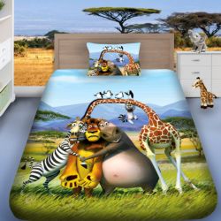 Детско 3D спално бельо Мадагаскар