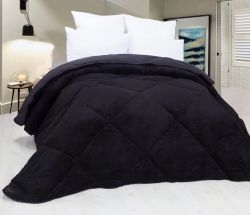 Двулицева завивка с поларен плюш, черно