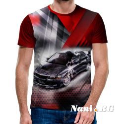3D Мъжка тениска Car 6819 + надпис