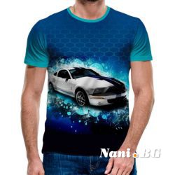 3D Мъжка тениска Car 6825 + надпис