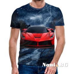 3D Мъжка тениска Car 6826 + надпис