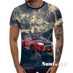 3D Мъжка тениска Car 6829 + надпис