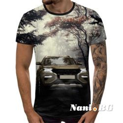 3D Мъжка тениска Car 6830 + надпис
