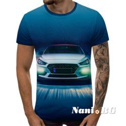 3D Мъжка тениска Car 6832 + надпис
