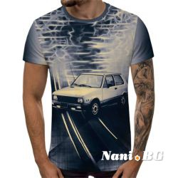 3D Мъжка тениска Car 6839 + надпис