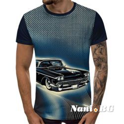 3D Мъжка тениска Car 6843 + надпис