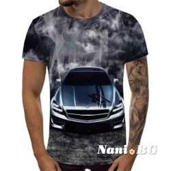 3D Мъжка тениска Car 6849 + надпис