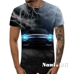 3D Мъжка тениска Car 6850 + надпис