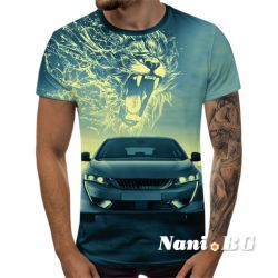 3D Мъжка тениска Car 6856 + надпис
