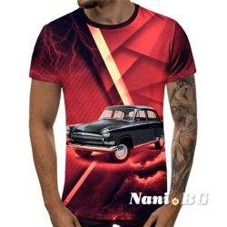 3D Мъжка тениска Car 6861 + надпис