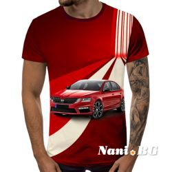 3D Мъжка тениска Car 6864 + надпис