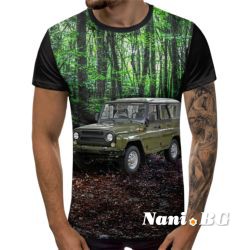 3D Мъжка тениска Car 6865 + надпис