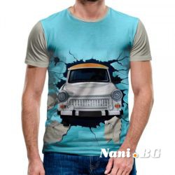 3D Мъжка тениска Car 6866 + надпис