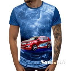 3D Мъжка тениска Car 6899 + надпис