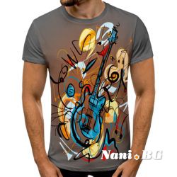 3D Мъжка тениска Китара