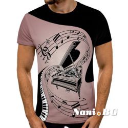 3D Мъжка тениска Пиано