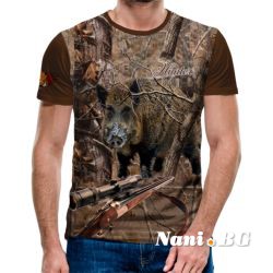 3D Мъжка тениска с ловни мотиви Boar