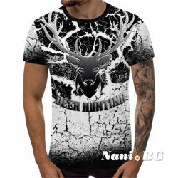 3D Мъжка тениска с ловни мотиви Deer Hunting