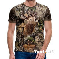 3D Мъжка тениска с ловни мотиви DEER КАМУФЛАЖНА