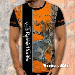 3D Мъжка тениска с ловни мотиви Rebbit Hunter
