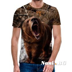 3D Мъжка тениска с ловни мотиви WILD BEAR