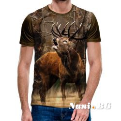 3D Мъжка тениска с ловни мотиви WILD DEER