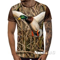 3D Мъжка тениска с ловни мотиви Wild Duck