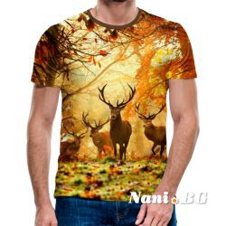 3D Мъжка тениска с ловни мотиви Благороден ЕЛЕН
