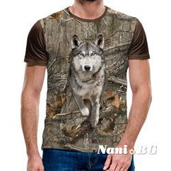 3D Мъжка тениска с ловни мотиви Вълк